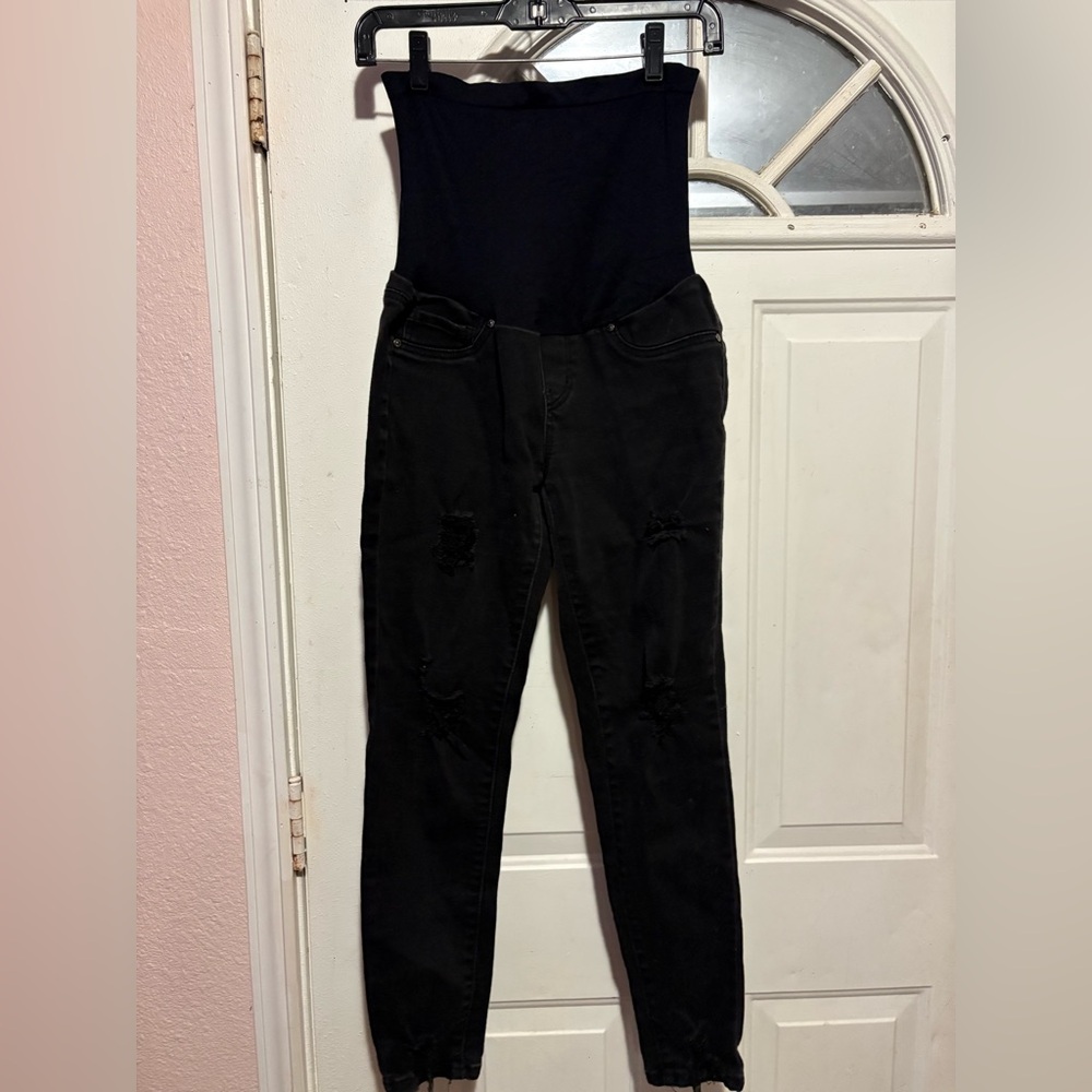Black Maternity Jeans with Stretch Waistband